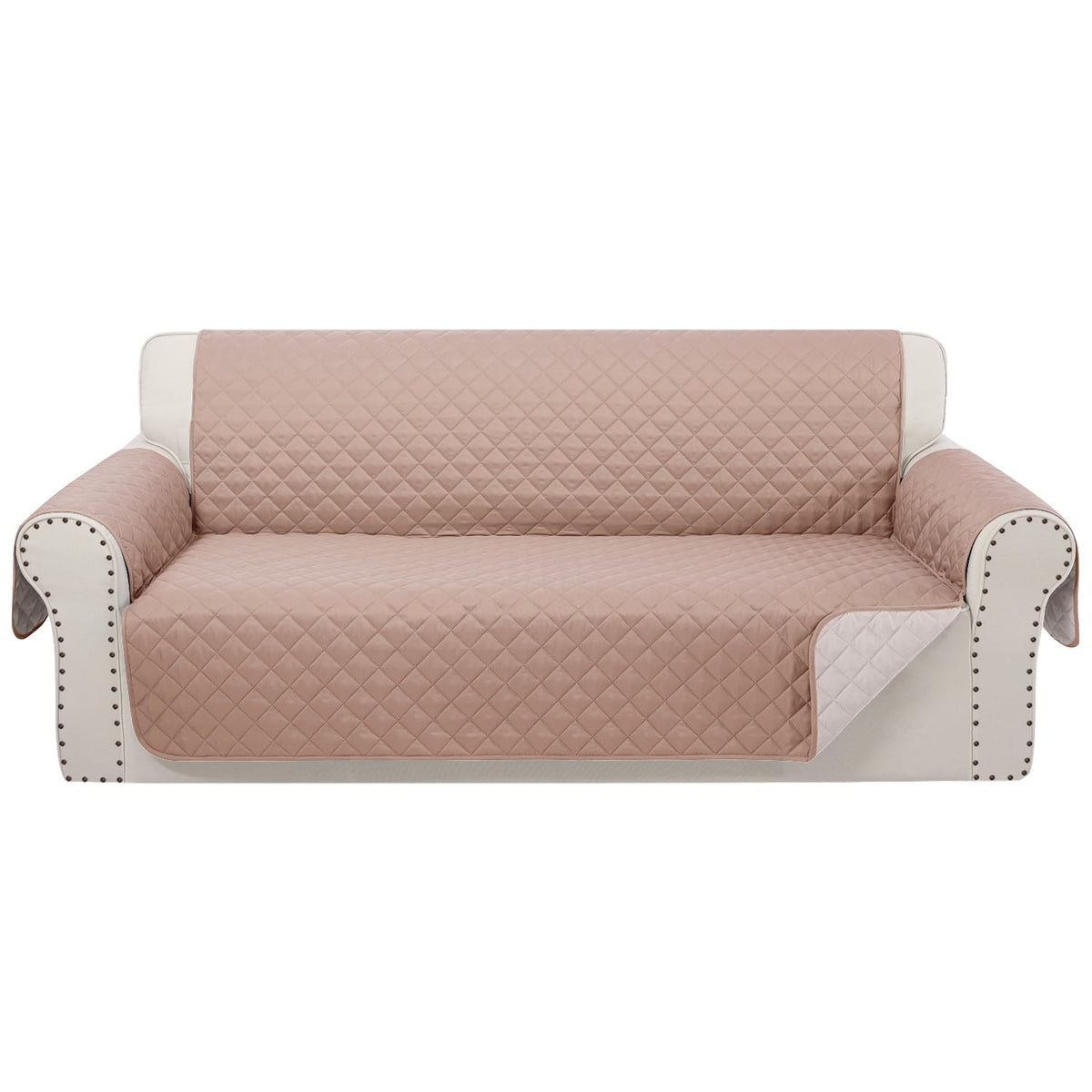 Luxshare Home Reversible Sofa Covers Couch Cover Furniture Protector For Dogs Elastic Straps Water Resistant(Sofa,Camel/Beige)