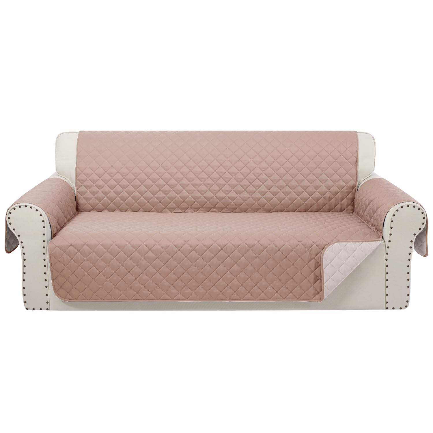 Luxshare Home Reversible Sofa Covers Couch Cover Furniture Protector For Dogs Elastic Straps Water Resistant(Sofa,Camel/Beige)
