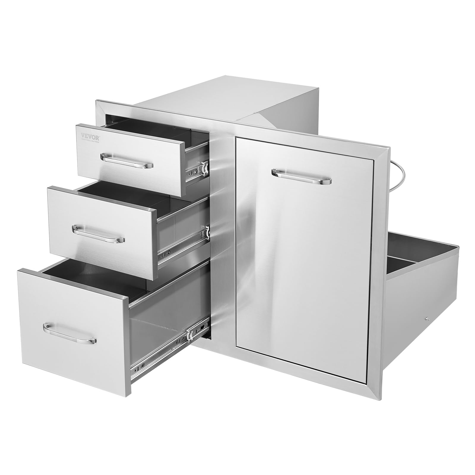 Vevor Outdoor Kitchen Door Drawer Combo 29.5'W X 22.6'H X 21.7'D, Access Door/Triple Drawers With Propane Drawer And Adjustab