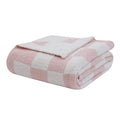 Bearberry Fuzzy Checkerboard Grid Throw Blanket Soft Cozy Warm Microfiber Bed Blanket Decor For Couch Sofa Bed Travel Home (Pink