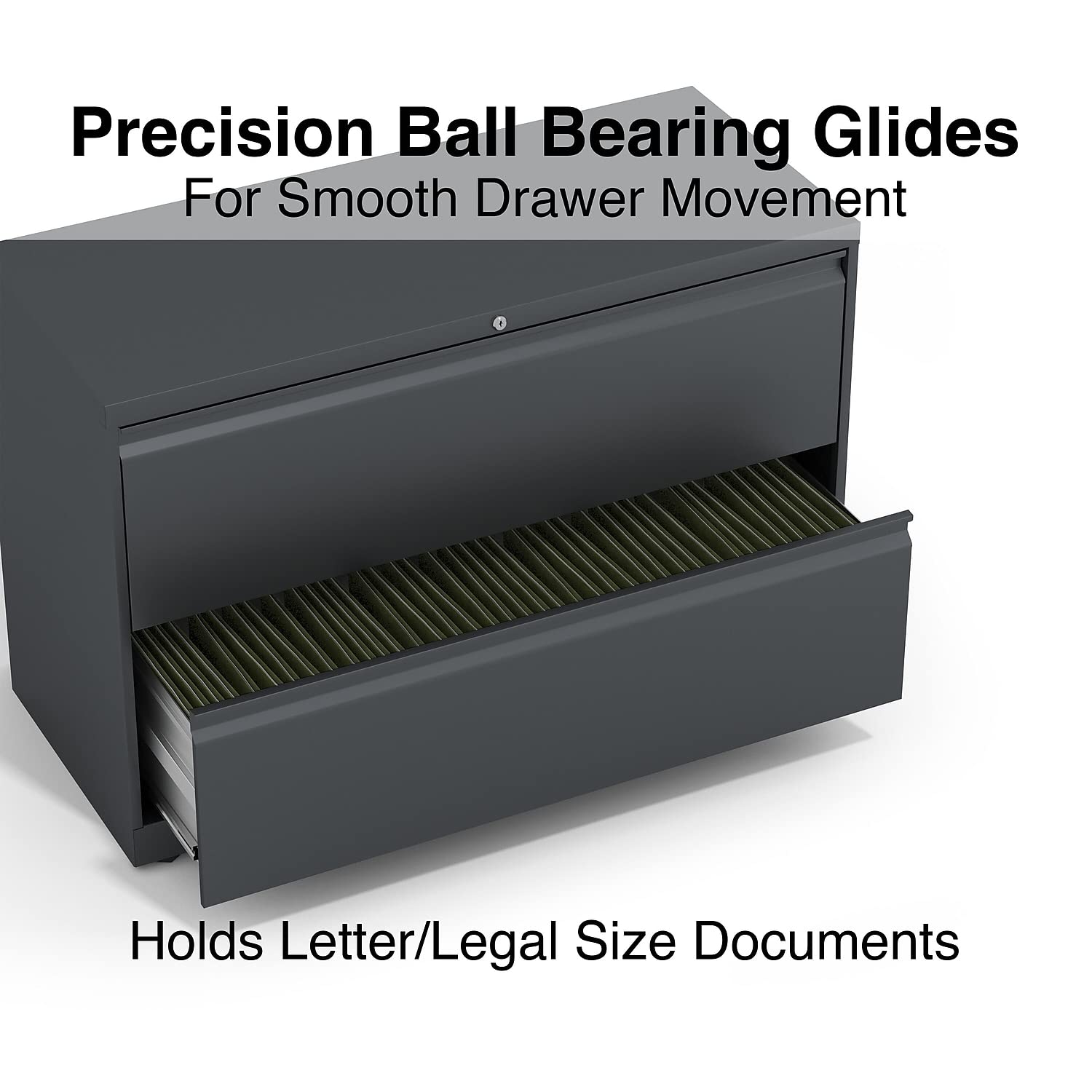 Lorell 2-Drawer Lateral File, 42 By 18-5/8 By 28-1/8-Inch, Charcoal