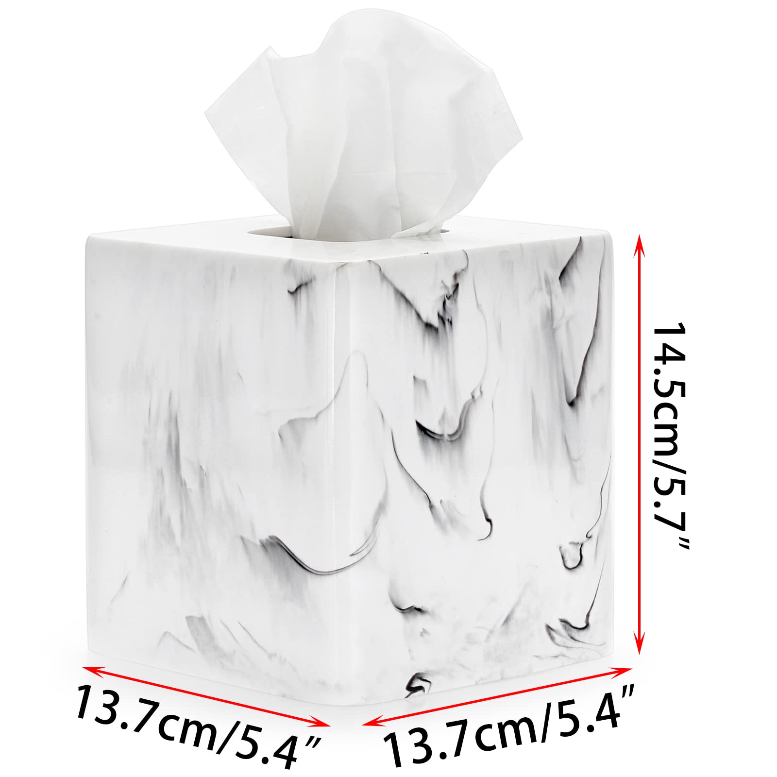 Sumnacon Resin Square Tissue Box Cover - Stylish Cube Tissue Box Holder With Open Bottom, Decorative Tissue Holder For Bathroom