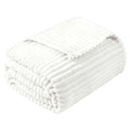 Vessia Flannel Fleece Twin Size Blanket For Bed,Couch,Sofa(60X80Inch), 300Gsm Microfiber White Striped Bed Blanket For Adults, S