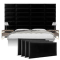 Vänt Upholstered Wall Panels - King/Cal King Size Wall Mounted Velvet Headboards - Velvet Black - Twin/King - Set Of 4 Panels (Each Individual Panel 39'X11.5')