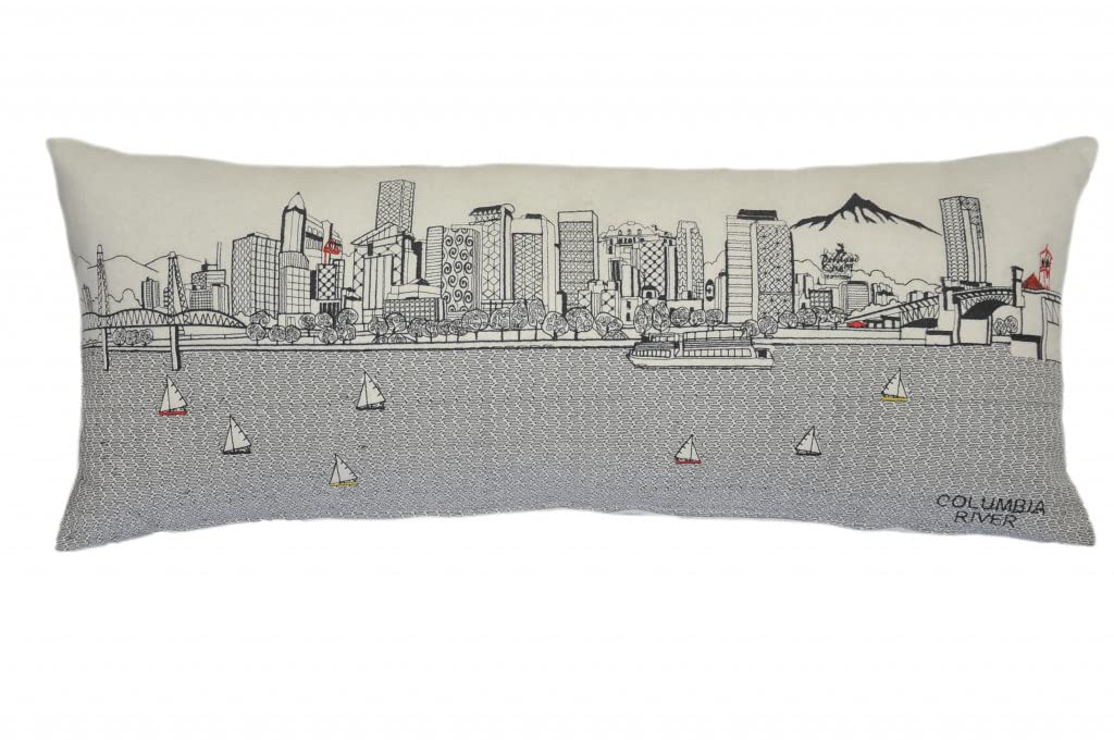 HomeRoots Cream 35' White Portland Daylight Skyline Lumbar Decorative Pillow