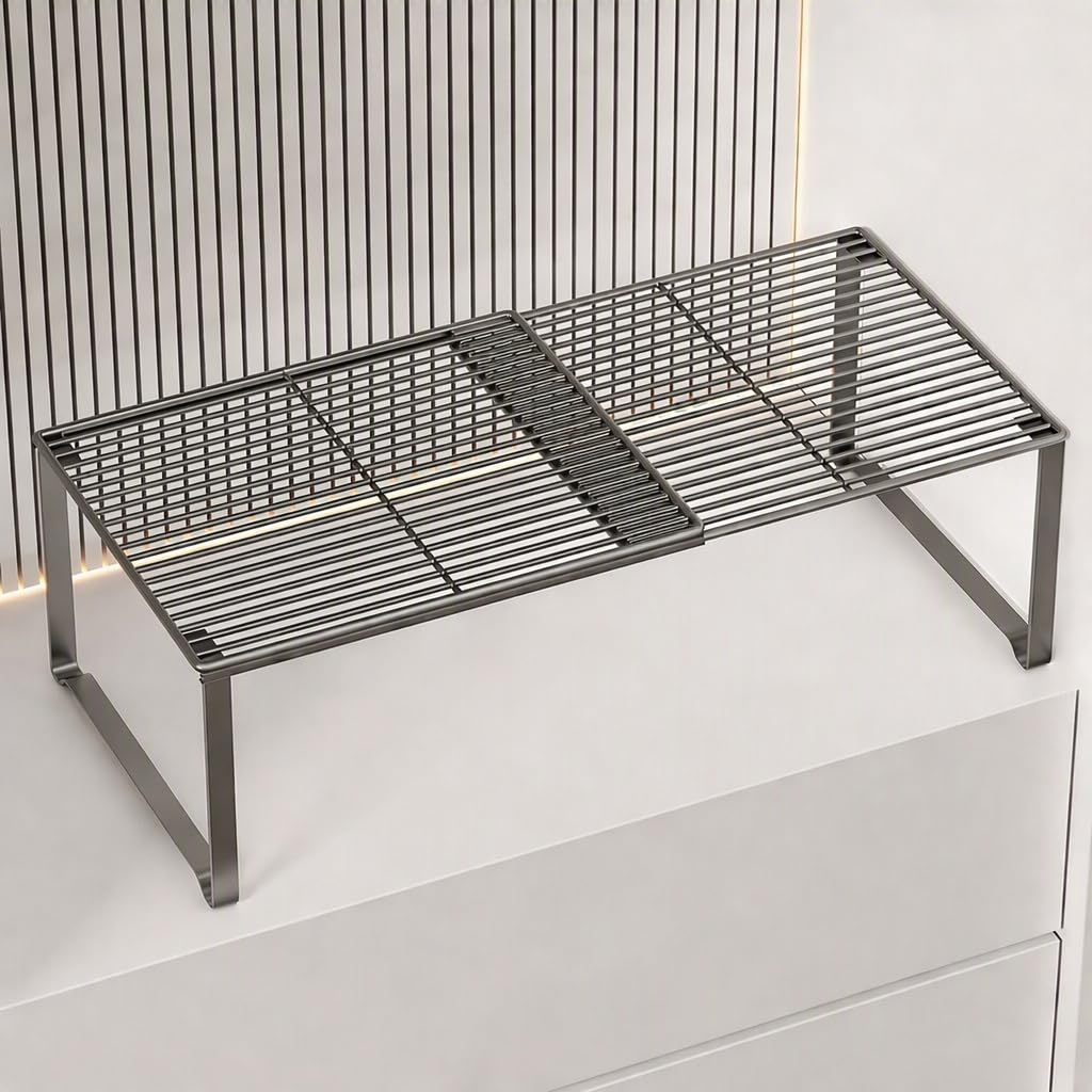 HGZBS Extendable Metal Wire Shelf Organizer  Adjustable 1524.4in Length, Stackable Storage Rack for Kitchen/Pantry/Bathroom/Sh