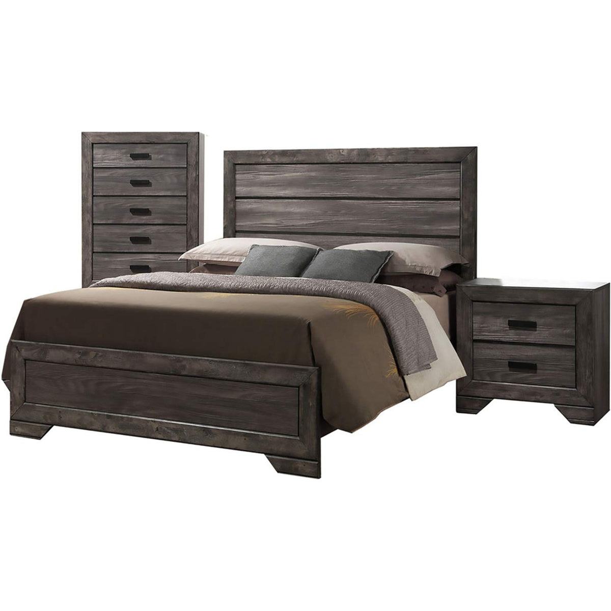 Cambridge Drexel 3Pc Queen Bed, Chest, Nightstand, Bedroom Suite, Weather Gray,98116A3Q1-Wg,3-Piece Queen Set