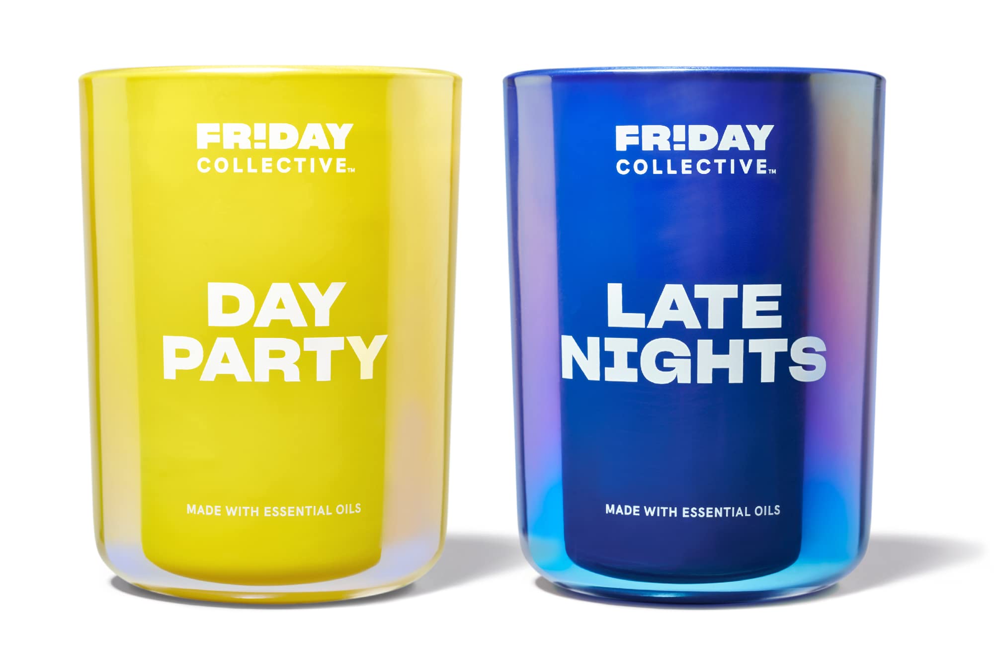 Friday Collective Late Nights and Day Party Candles, Floral and Citrus Scents, Made with Essential Oils, 2 Pack, 8 oz