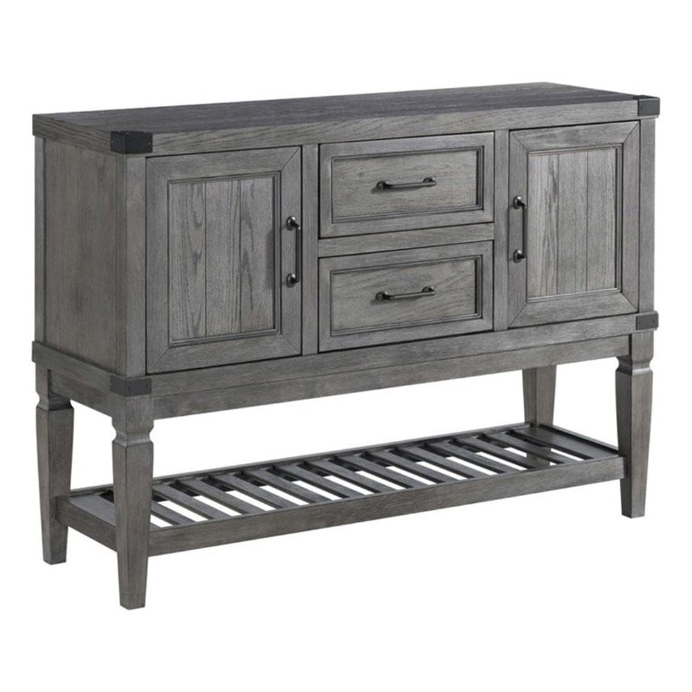 Intercon Foundry 54&quot; Wide Server with 2 Cabinets, 2 Drawers, and Shelf, Brushed Pewter Sideboards