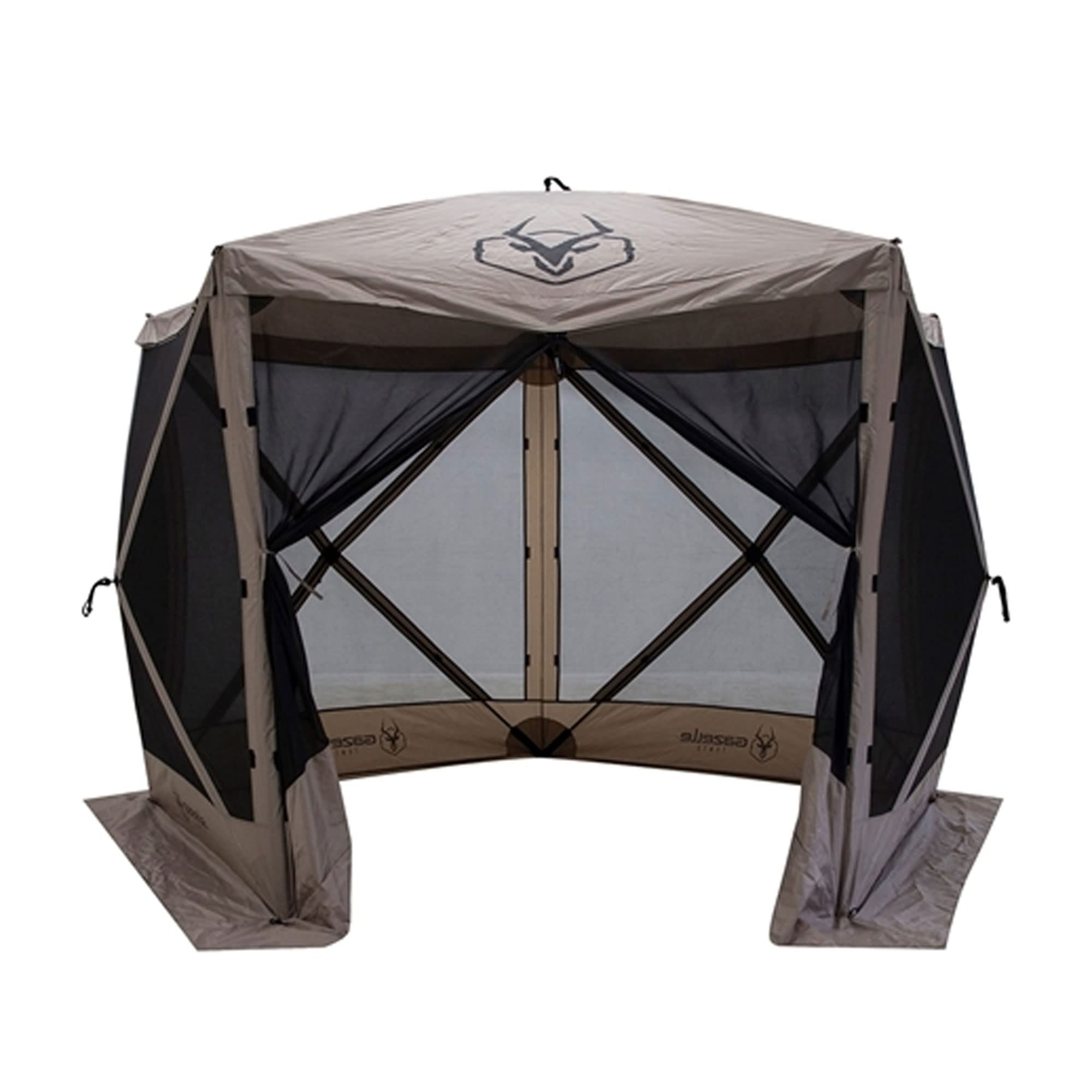 Gazelle Tents 4 Person Waterproof Pop Up 5 Sided Portable Gazebo Screen Canopy Tent With Large Main Door, Wind Panels, And Scree
