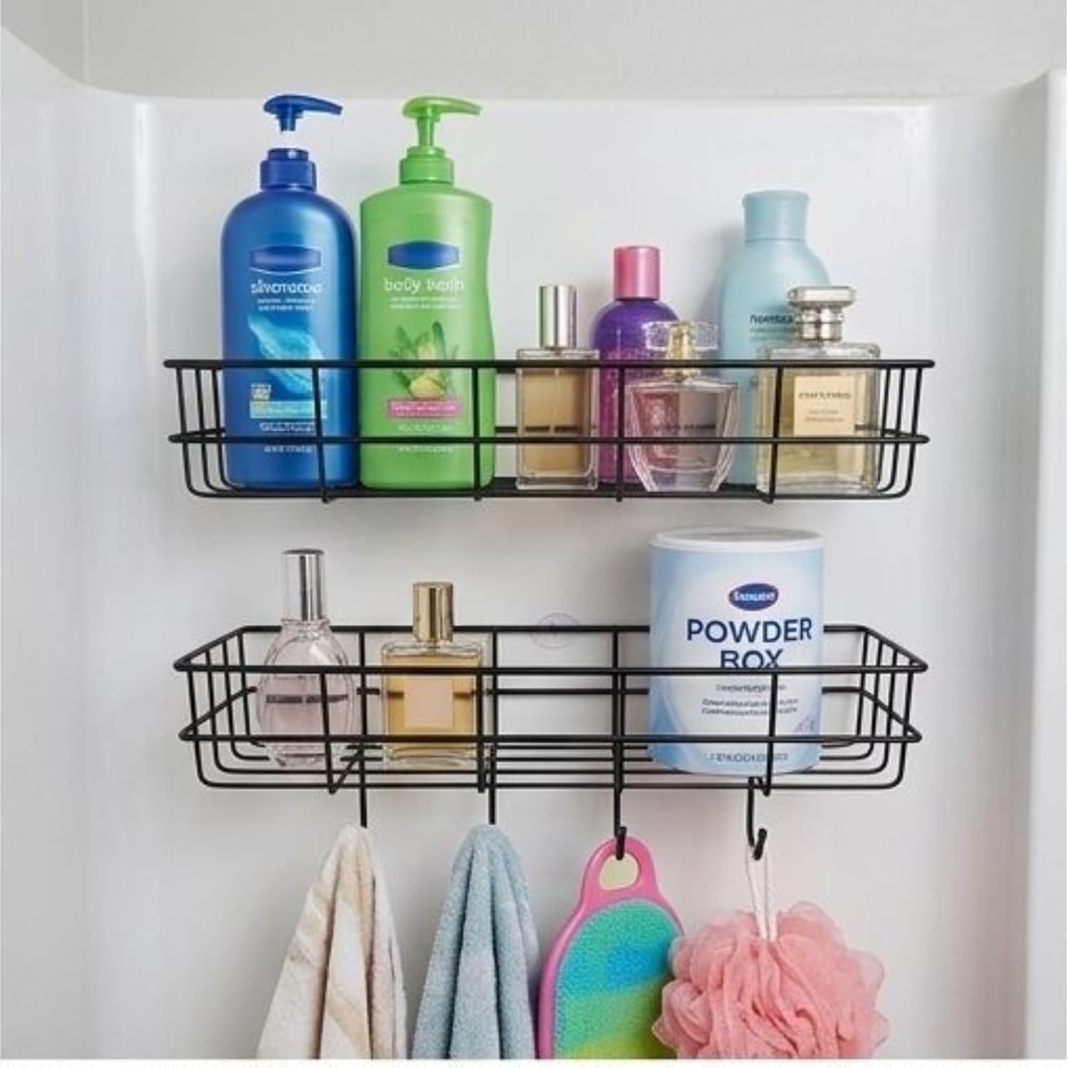 Pack Of 2 SelfAdhesive Multipurpose Bathroom Rack, Bathroom Shelf Organizer, Wall Mounted Shelf,Bathroom Accessories Set For Ho
