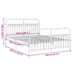 vidaXL Metal Bed Frame with Headboard and Footboard - Black Steel Double Bed 59.1x78.7 with Extra Storage Space - Sturdy Stable Frame Assembly Required
