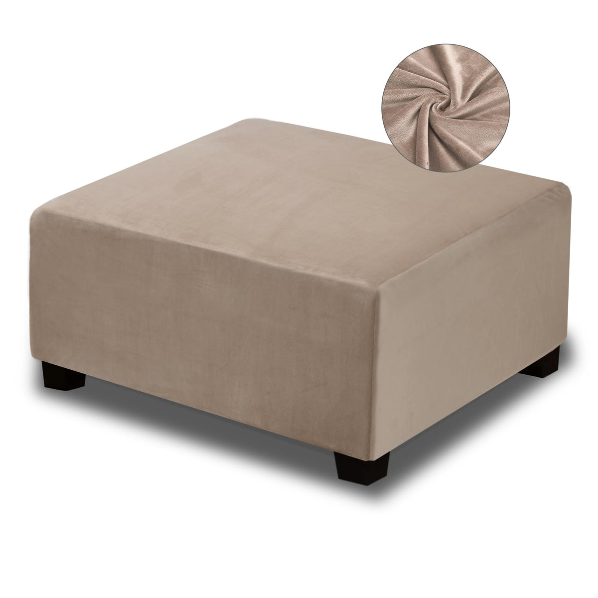 NeColorLife Ottoman Cover Velvet Storage Ottoman Slipcover Thick Stretchable Footrest Stool Covers with Elastic Band for Rectang