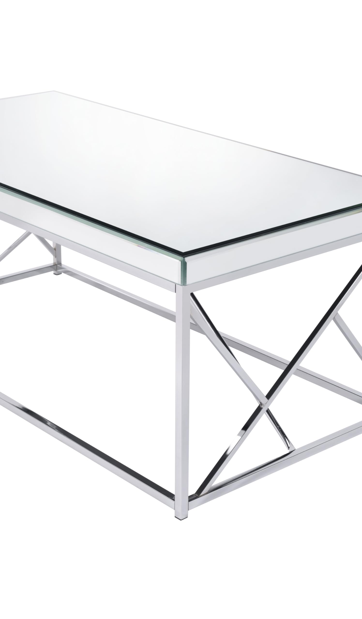Steve Silver Co Evelyn Table, 47.25 x 24 x 20, Mirror, Shiny Chrome