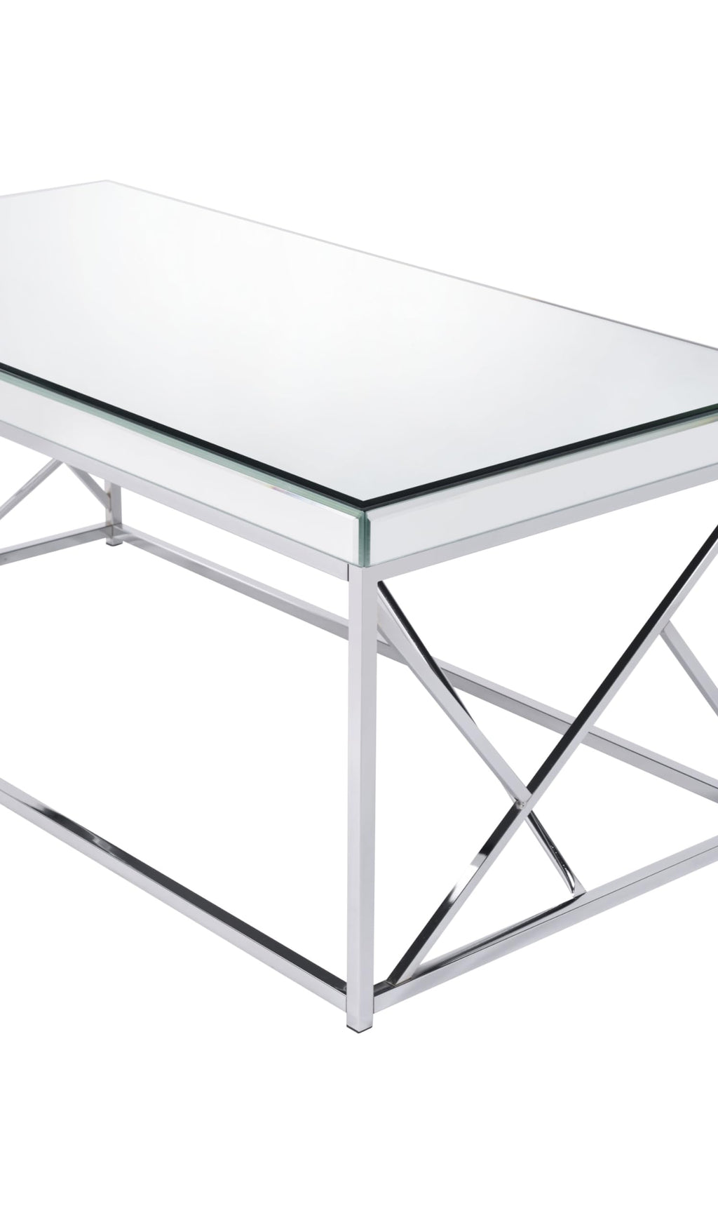 Steve Silver Co Evelyn Table, 47.25 x 24 x 20, Mirror, Shiny Chrome