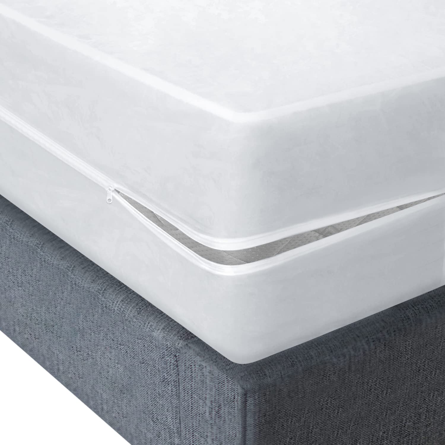 Plastic Mattress Protector Zippered Cot Size, Waterproof Vinyl Mattress Cover, Heavy Duty Noiseless Mattress Encasement By Bliss