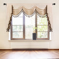 Elkca Beige Chenille Window Curtains Valance For Living Room Luxury Waterfall Valance For Bedroom, Rod Pocket (W89 Inch, 1 Panel