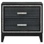 Acme Haiden Wooden 2-Drawer Nightstand with Silver Trim in Weathered Black