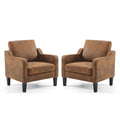 VINGLI Accent Chairs Set of 2 Living Room Chairs Rustic Reading Chair for Bedroom Scooped Arm Chair Mid Century Modern Accent Ch