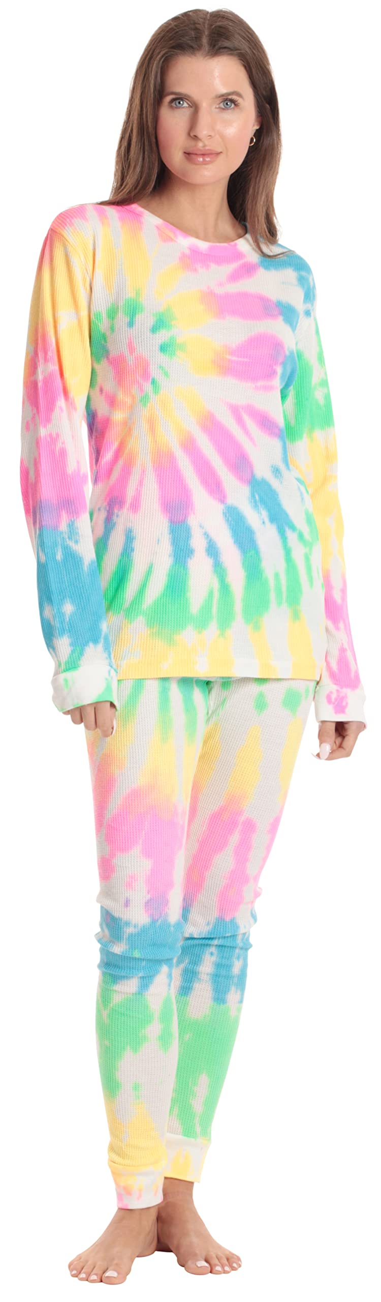 Just Love Womens Tie Dye Two Piece Thermal Pajama Set 6962-10686-M