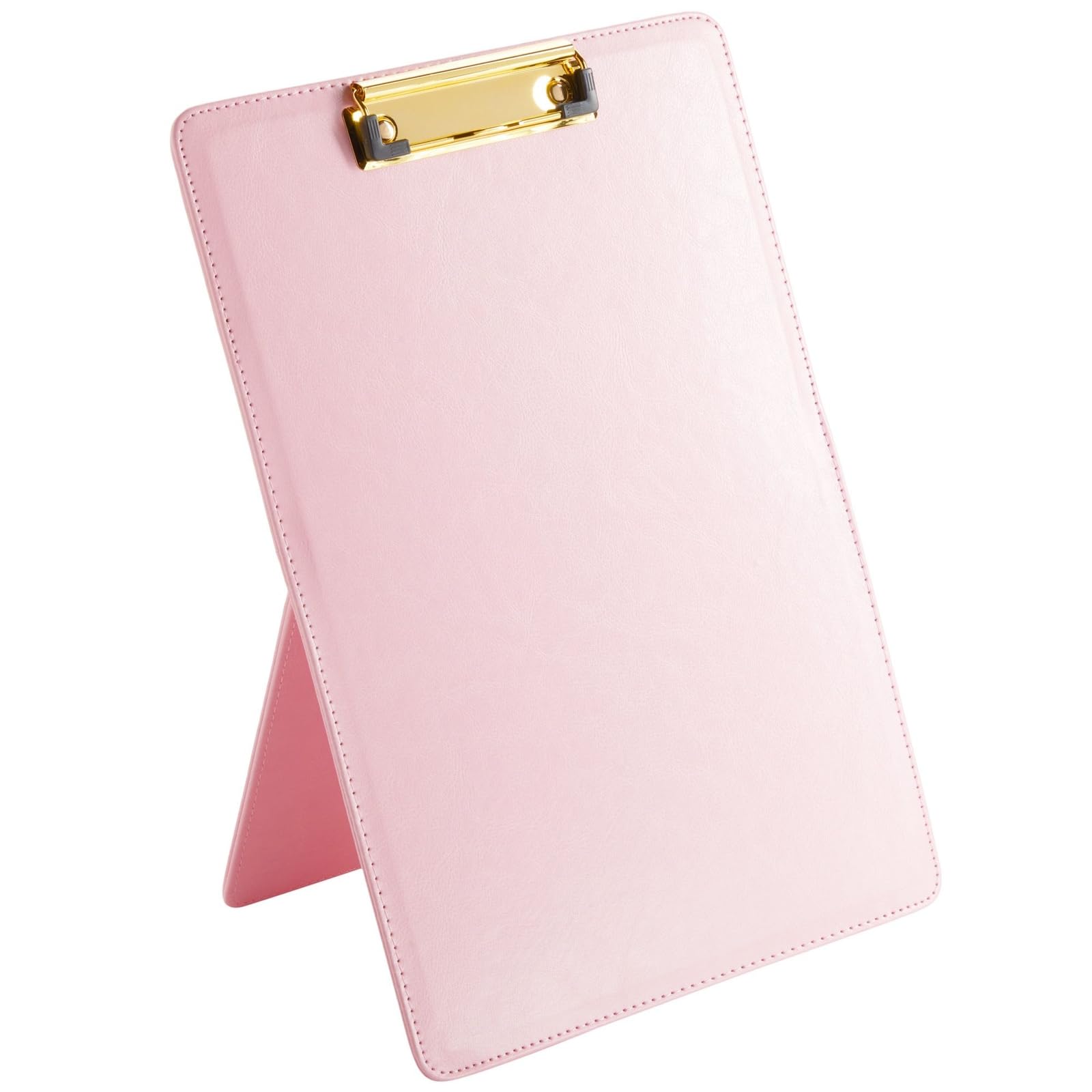 Paper Junkie Pink Standing Clipboard, Pu Leather Foldable Stand And Document Holder For Office, Letters, Legal Documents (9 X 13