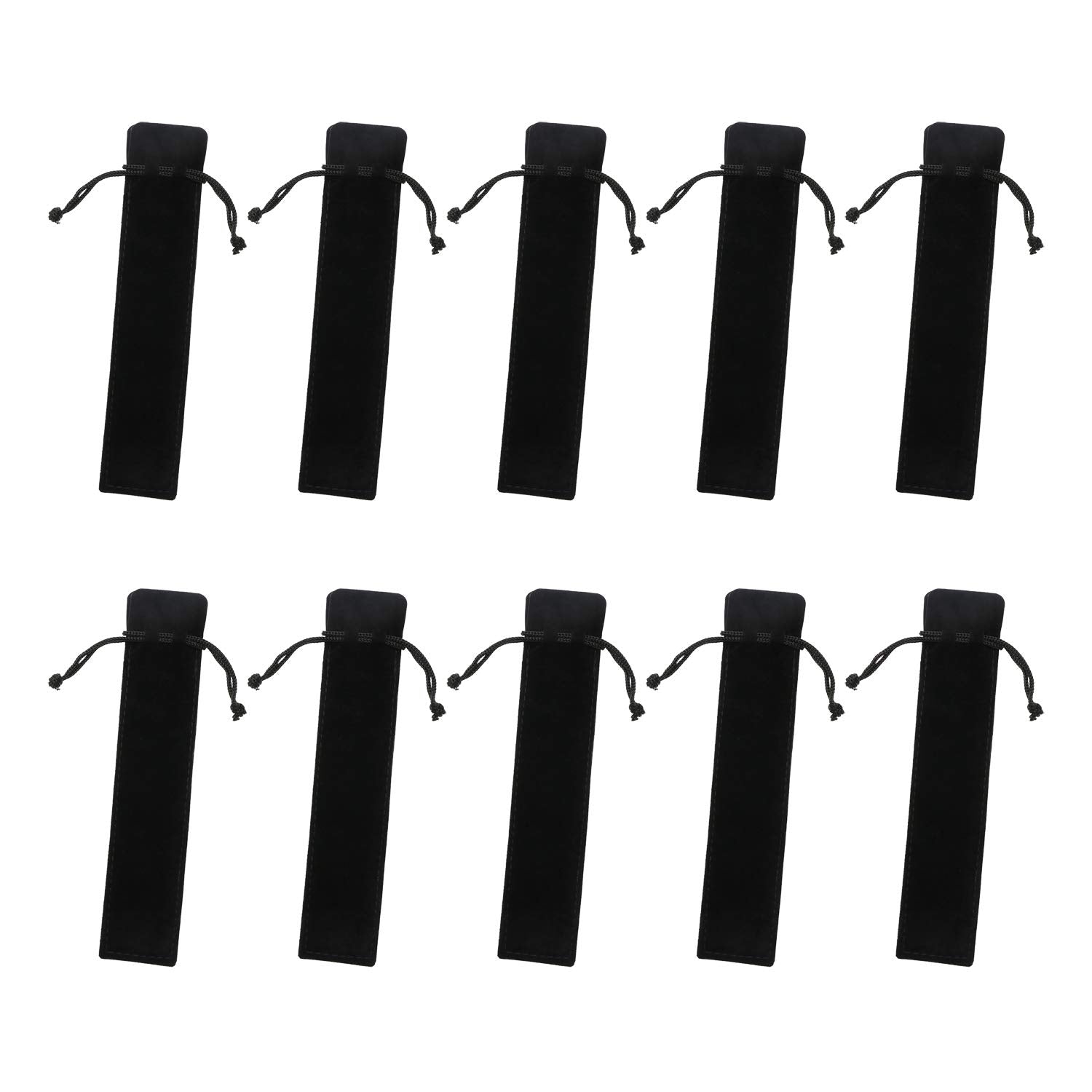 Tupalizy 6.9X1.4 Inches Black Velvet Drawstring Pen Pouch Bag Single Suede Pen Sleeve Holder Small Case Pencil Pouch For Protect