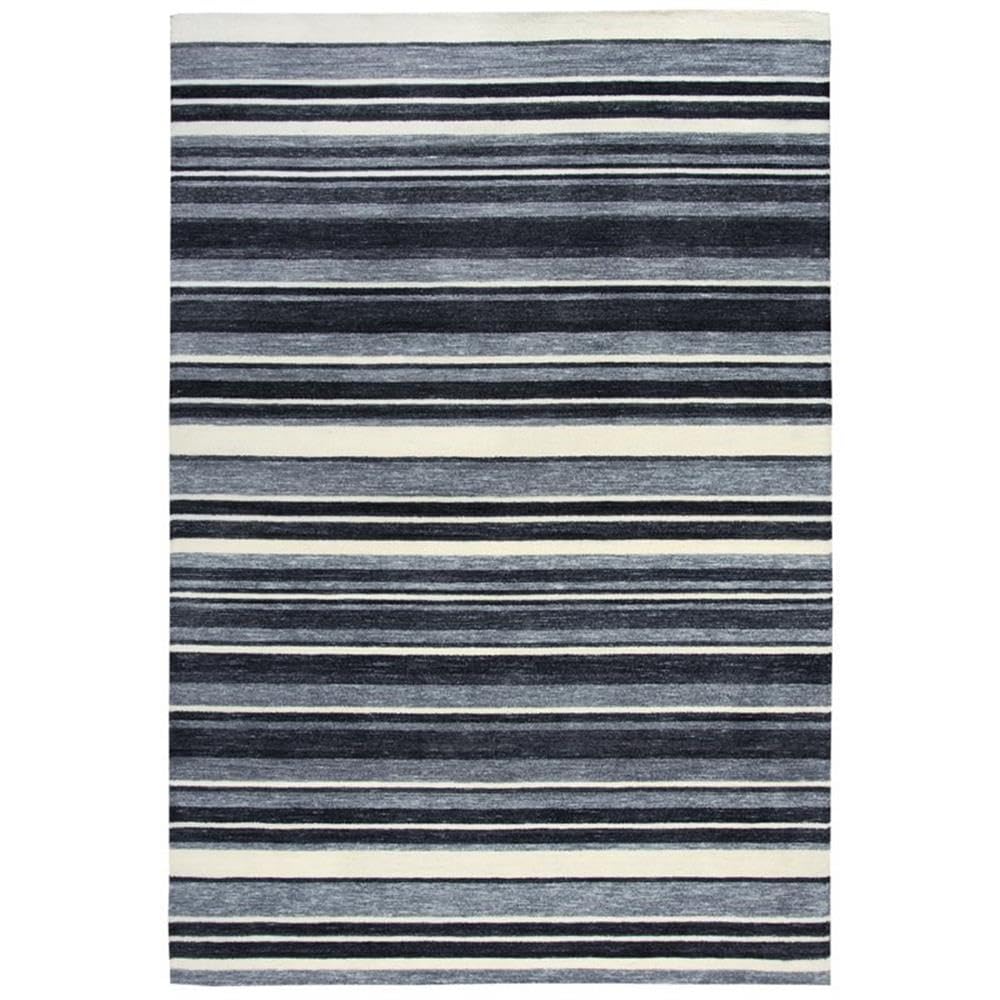 Rizzy Home Alora Decor Bermuda 8'6"X11'6" Stripe Gray/Charcoal/Ivory Hand-Tufted Area Rug
