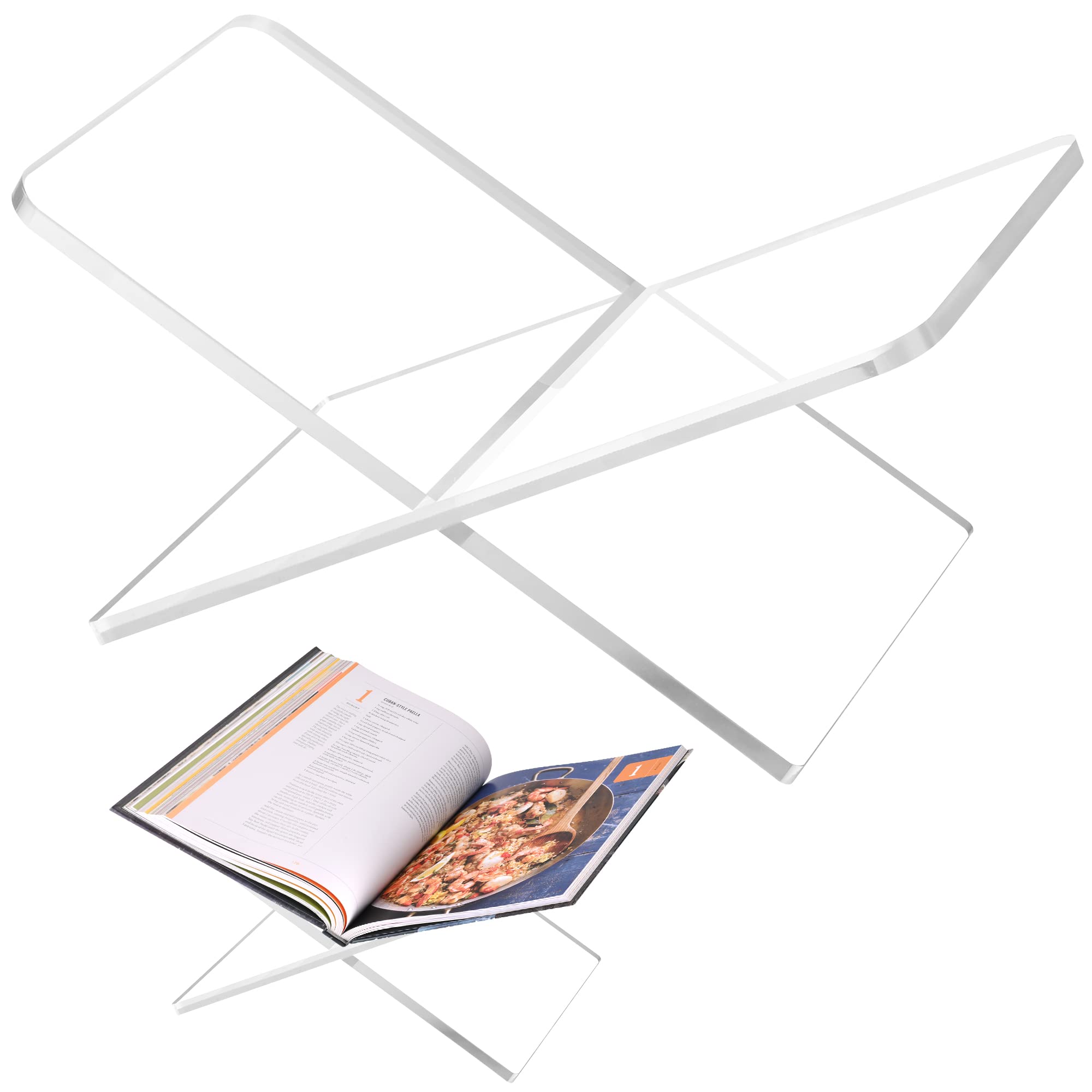 Decorany Acrylic Book Holder 11 X 7 X 6 In Open Large Book Display Stand For Cookbook Art Book Bible Guest Book - 2-Piece Coffee