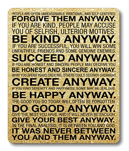 Smooffly Gaming Mouse Pad Custom,Mother Teresa Anyway Quote Mouse Pad 9.5 X 7.9 Inch (240Mmx200Mmx3Mm)