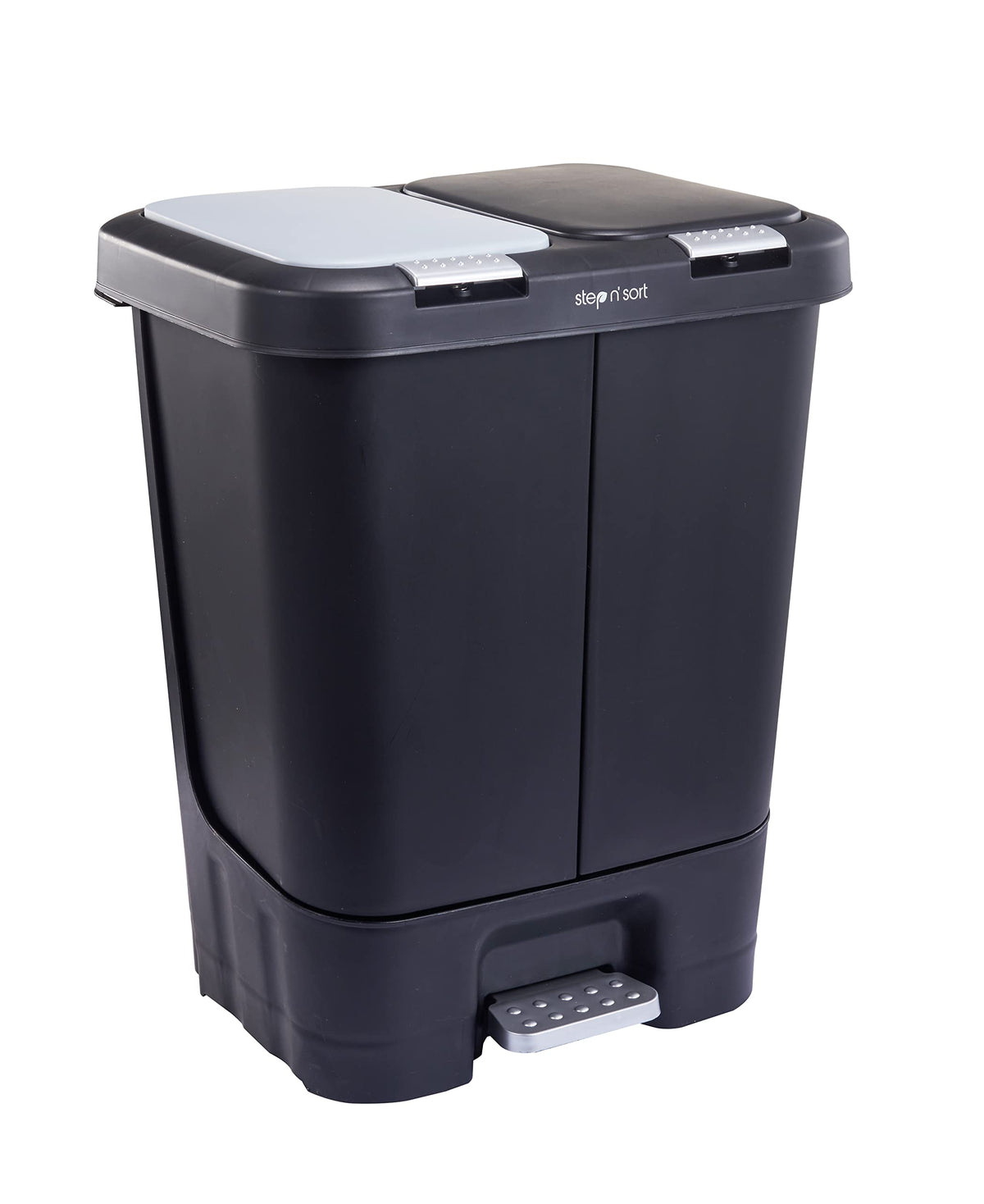 Step N Sort 2 x 5.5 Gallon, Dual Trash and Recycling Bin with Slow Close Lid,Black,40 Liter,SNS402B