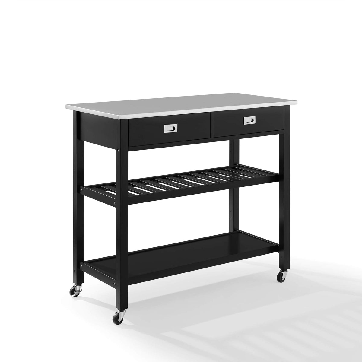 Crosley Chloe Stainless Steel Top Kitchen Cart In Black