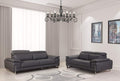HomeRoots Decor 71'' X 42'' X 31'' Modern Dark Gray Leather Sofa and Loveseat