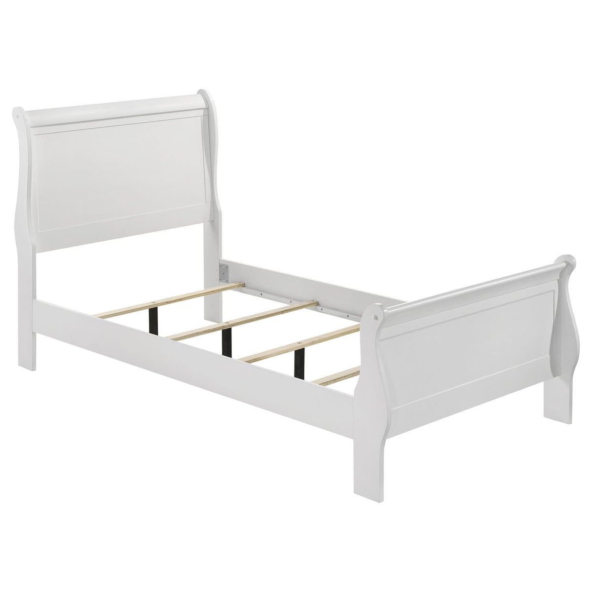 Coaster Home Furnishings Louis Philippe Traditional 5-Piece Bedroom Set Twin Size Sleigh Bed Frame 47-inch Headboard White 202441T-S5