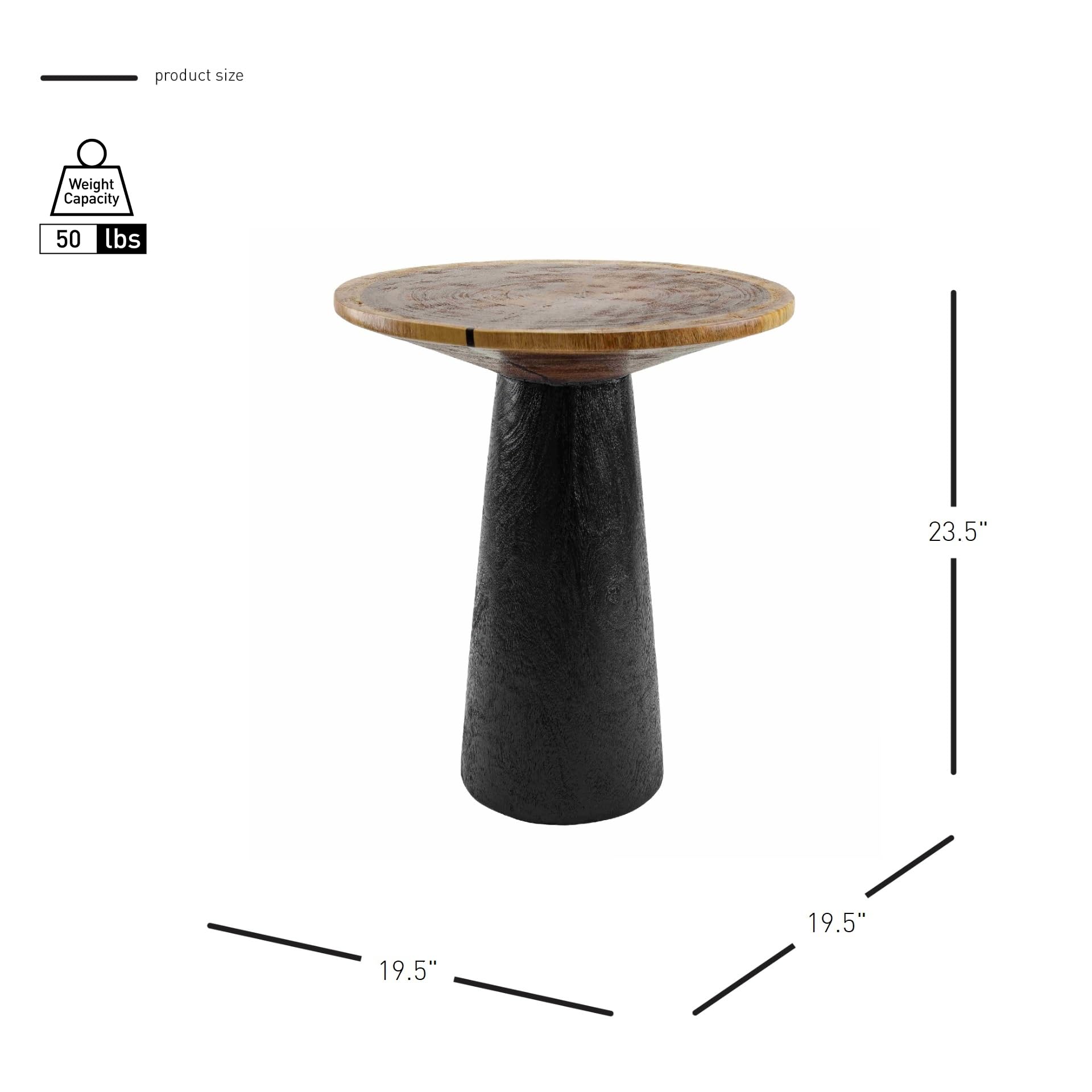 Npd Furniture And More Edgar Trembesi, Natural/Black Side/End Table