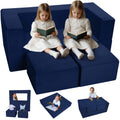 Memorecool Convertible Modular Kids Foam Play Couch Sofa – Navy Fold-Out Toddler Couch For Playroom Or Bedroom