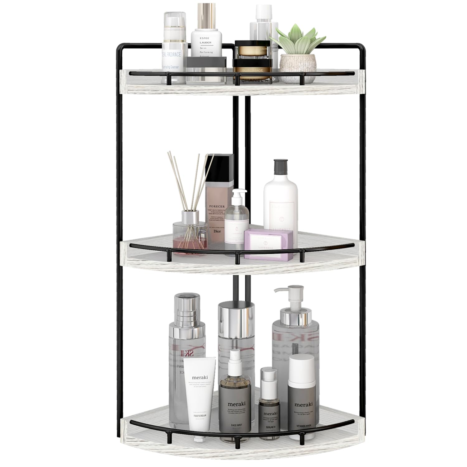 Dorhors 3-Tier Corner Bathroom Organizer Countertop for Storage,Counter Tray and Vanity Organizer,Wood Counter Organizer for Kit