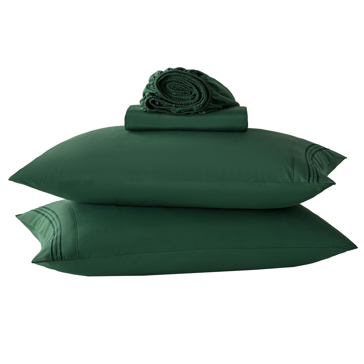 Green King Size Bed Sheets Set-Deep Pocket Bedding Sheets & Pillowcases-Hotel Luxury- Cooling Microfiber Bedsheets 4 Piece Burgu