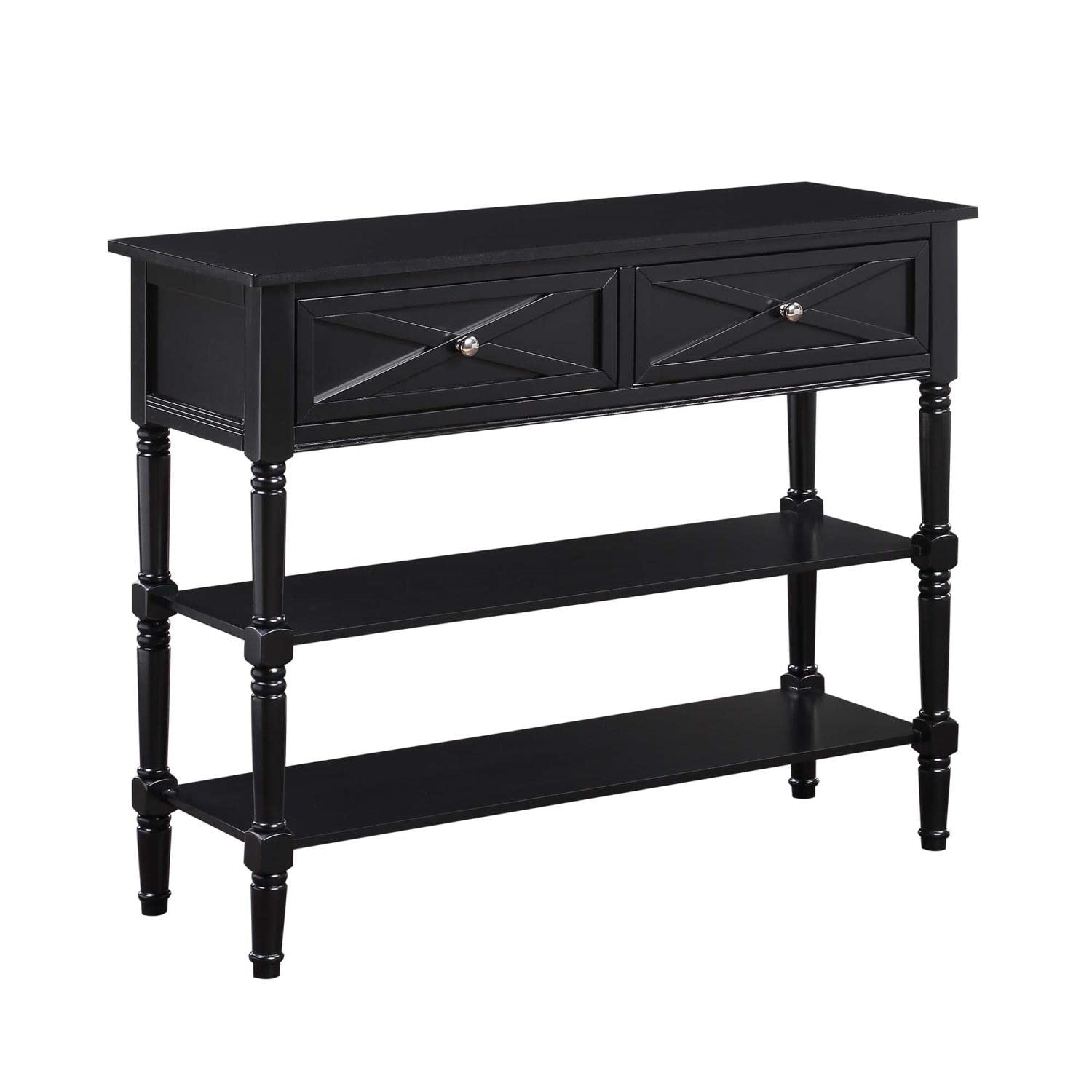 Convenience Concepts Country Oxford 2-Drawer Console Table, Black