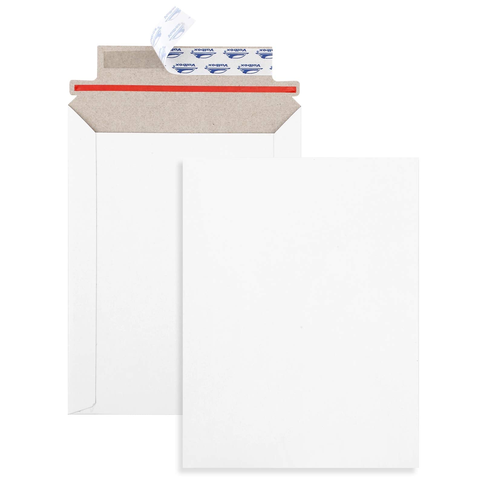 Valbox 6X8 Self Seal Photo Document Mailers 25 Pack Stay Flat White Cardboard Envelopes, 6.25 X 8.25 Inches