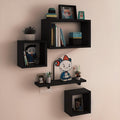 Dime Store Engineered Wood Wall Shelf | Wall Mounted Wall Display Rack Shelves for Living Room Decor (Standard, Elegant Black)(G