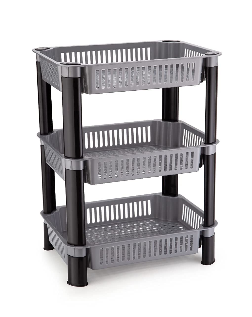 Entisia 3 Layer Storage Rack  Plastic Storage Rack Multipurpose Vegetable Storage Rack, Kitchen Organizer Rack Basket Space Sav
