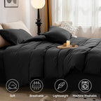 Jellymoni Cotton Duvet Cover California King - 100% Washed Cotton Linen Like Textured Comforter Cover, 3 Pieces Soft Bedding Set