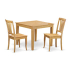 East West Furniture Oxford 3 Piece Kitchen Set Contains a Square Table and 2 Dining Room Chairs, 36x36 Inch, OXAV3-OAK-W