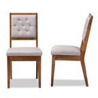Baxton Studio Gideon Modern and Contemporary Grey Fabric Upholstered and Walnut Brown Finished Wood 2-Piece Dining Chair Set