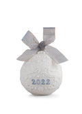 LLADR   Christmas Ball 2022 Blue. Decorative Ornament in Matte Porcelain with Blue Details. Porcelain Christmas Ball