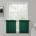 HOMEIDEAS Christmas Non-See-Through Hunter Green Privacy Sheer Curtains, 30 X 24 Inches Long 2 Panels Sheer Curtains Light Filte