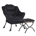LITA Lazy Chair with Ottoman, Modern Accent Leisure Upholstered Sofa Chair, Contemporary Lounge Reading Chair with Armrests and 