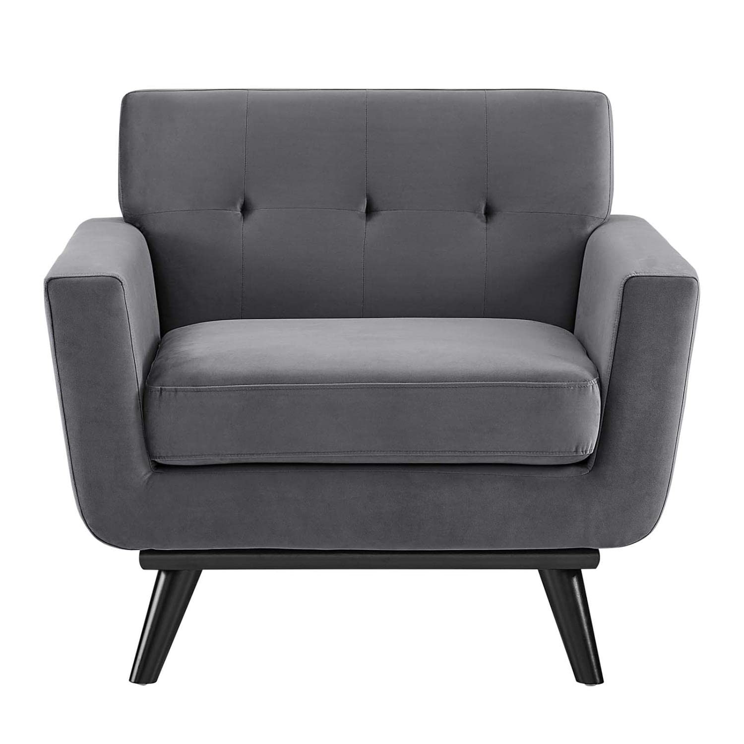 Modway Engage Modern Tufted Back Performance Velvet Armchair in Gray/Black