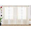 Spacedresser Ivory Sheer Curtains 4 Panels Rod Pocket Semi-Sheer Curtain 45 Inches Long Light Filtering Voile Window Drapes For