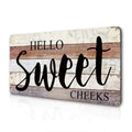 Bathroom Decor Wall Art Funny Bathroom Decor Signs-Hello Sweet Cheeks-Wood Plaque Sign Home Decor 16 by 8
